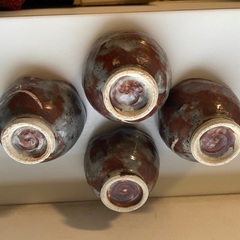 焼き物　☆☆　梅の花小鉢　直径9xH7cm　☆☆　4コセットの画像