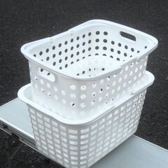 ランドリーバスケット 洗濯かご 縦型と横型 2個セットの画像