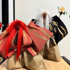 能楽人形 2体セット（ガラスケース入り）の画像