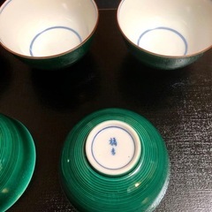 橘吉　鮮やか緑の釉薬　湯呑み5客セットの画像