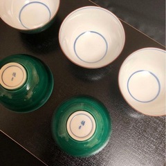 橘吉　鮮やか緑の釉薬　湯呑み5客セットの画像