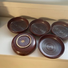 たち吉　☆☆　茶色の銘々皿　直径11x高さ3cm　5コセット　　☆☆　美品の画像