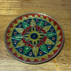 ヴィンテージ　真鍮　七宝焼き　コースター　小皿　2枚まとめての画像