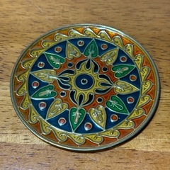 ヴィンテージ　真鍮　七宝焼き　コースター　小皿　2枚まとめての画像