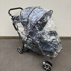 【ほぼ未使用】カトージ 2人乗り ベビーカー 2人でゴー レインカバー & 説明書付の画像