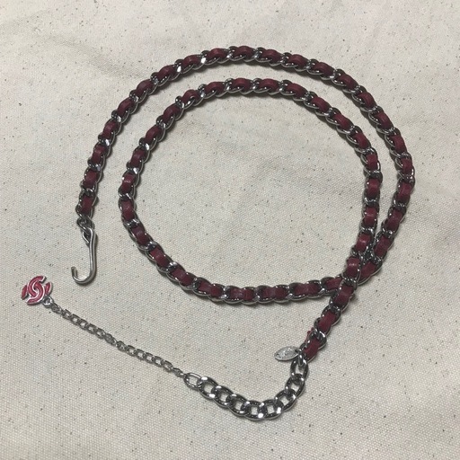 レア 正規品 シャネルスリムシルバーチェーン&レザーベルト シルバー/レッド