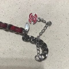 レア 正規品 シャネルスリムシルバーチェーン&レザーベルト シルバー/レッドの画像