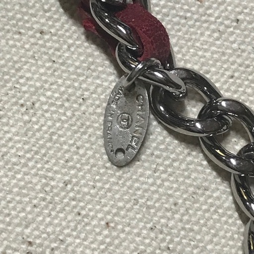 レア 正規品 シャネルスリムシルバーチェーン&レザーベルト シルバー/レッド