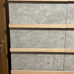 【組み立て済】LOWYA ロウヤ 壁面収納 突っ張りラック 幅80cm グレー/ナチュラルの画像