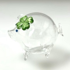 ガラス　細工　ブタの画像