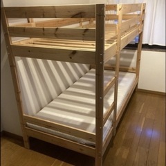 中古品　IKEAの二段ベッド(ミーダル　MYDAL) 高反発マットレス(オーフィエル)１枚　中古品の画像