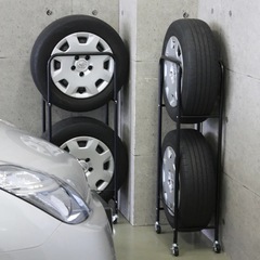 キャスター付き薄型タイヤラックの画像