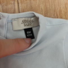 6M 62cm アルマーニ　ベイビー　長袖　Tシャツ　水色　長袖カットソー　 長袖Tシャツの画像