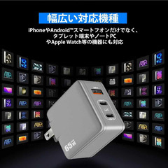 🔌【新品未使用】Leadele 65W PD急速充電器 3ポート GaN USB-C×2 USB-A×1 折りたたみ式プラグ PSE認証 iPhone Android iPad MacBook ノートPC スマホ 充電器 USB充電 ACアダプタ PPSの画像