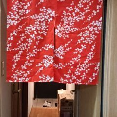 のれん　着物地　オレンジの画像