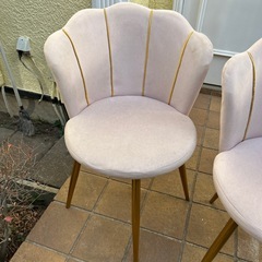 ピンクベロア　回転　ダイニングチェア　中古　2脚セットの画像