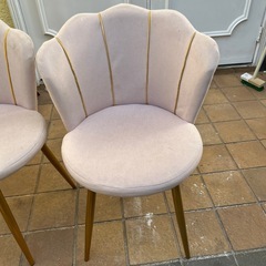 ピンクベロア　回転　ダイニングチェア　中古　2脚セットの画像