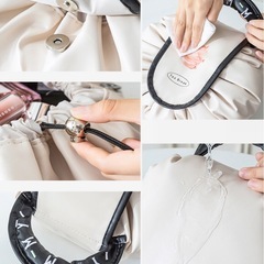 大容量、巾着コスメポーチ  アイボリーの画像