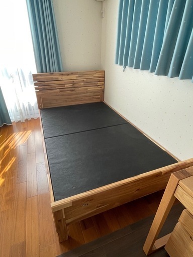 ナチュラルウッド セミダブルベッドフレーム