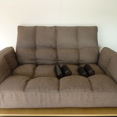 訳ありアウトレット　未使用/新品　ソファー 2人掛け リクライニング ひじ掛け ローソファ フロアソファ コンパクト ファブリック ソファの画像