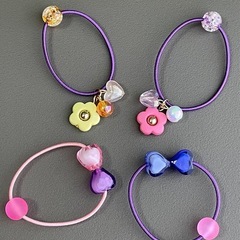 カラフルな蝶と花のヘアゴム8個セット（ベビー・キッズヘアゴム①)の画像
