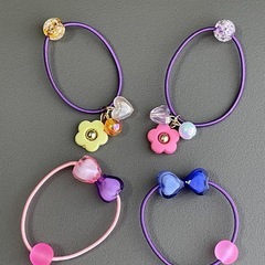 カラフルな蝶と花のヘアゴム8個セット（ベビー・キッズヘアゴム①)の画像