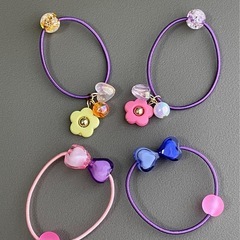 カラフルな蝶と花のヘアゴム8個セット（ベビー・キッズヘアゴム①)の画像