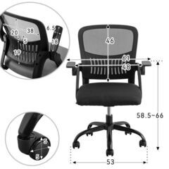 M　未使用/新品　アウトレット　オフィスチェア ロッキング機能 肘付き メッシュ キャスター コンパクト チェアの画像