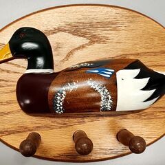 【ビンテージ】カルガモ 木製 壁掛けフック レトロ 昭和 北欧風の画像