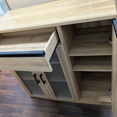キッチンボード ナチュラル 幅90×高さ89×奥行39.5cmの画像