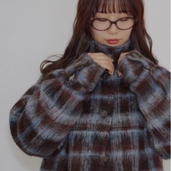 🩵 DISCOAT🤎【umm./特別感ある一着】チェックシャギーコート#ディスコート#DISCAT#シャギーコート#ブルー#ブラウンの画像