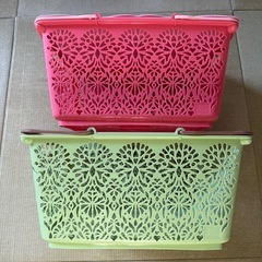 マハロバスケット　蓋付き　ピーチオレンジ　フォレストラテ　バスケット　収納の画像