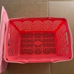 マハロバスケット　蓋付き　ピーチオレンジ　フォレストラテ　バスケット　収納の画像