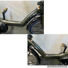 1年保証 送料無料　ヤマハ　パスキッス　20インチ　カーキ　電動アシスト自転車　g1216の画像