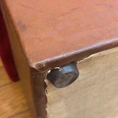 スツール 角椅子 チェア 37cm四方 高さ41cm ベロア座面 レザー アンティーク 椅子 モダン レトロ 在庫複数台有の画像