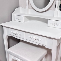 姫系 ホワイト ドレッサー 椅子 セット