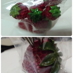 ● 苺 いちごイチゴ 型 フルーツ カトラリー ピック フォーク 5本 ピックスタンド セット 真っ赤なイチゴ  インテリア 未使用品 ③の画像