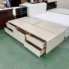 A1848🌟配送♻️組み立て🉑‼️美品✨シングルベッド枠　収納付き🌟の画像