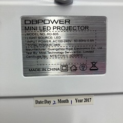 I2512-250 DBPOWER MiniLEDProjector RD-805 通電確認済み 中古 ※接続して視聴は行っておりませんの画像
