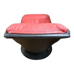 リクライニング ラウンジチェア シェーズロング 赤レザー 寝椅子の画像