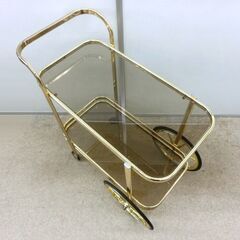 ■ガラスワゴン ガラス天板 W47×D77×H81cm キャスター サイドテーブル 札幌 西区 西野店の画像