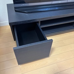 テレビ台　ブラック　木目　収納付きの画像