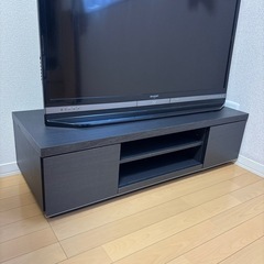 テレビ台　ブラック　木目　収納付きの画像