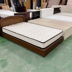 A1851🌟配送♻️組み立て🉑‼️セミダブルベッド枠　マットレス付きセット　引き出し有り🌟の画像