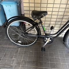 大人用自転車　26インチ　カゴ、鍵付き、ライト無し、ギア無し、ブリヂストン　ベガス　ブラックの画像