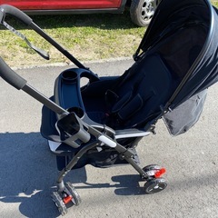 中古　ベビーカー　ブラック　取り扱い説明書付きの画像