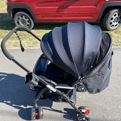中古　ベビーカー　ブラック　取り扱い説明書付きの画像