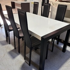 モダンダイニング7点セット、6人用ダイニングセット、幅165cm Used/キレイの画像