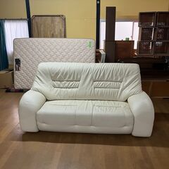 P0752　2掛けソファ ソフトレザー ホワイトの画像