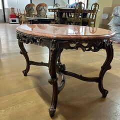 P0755　アンティーク 大理石 センターテーブル 彫刻の画像